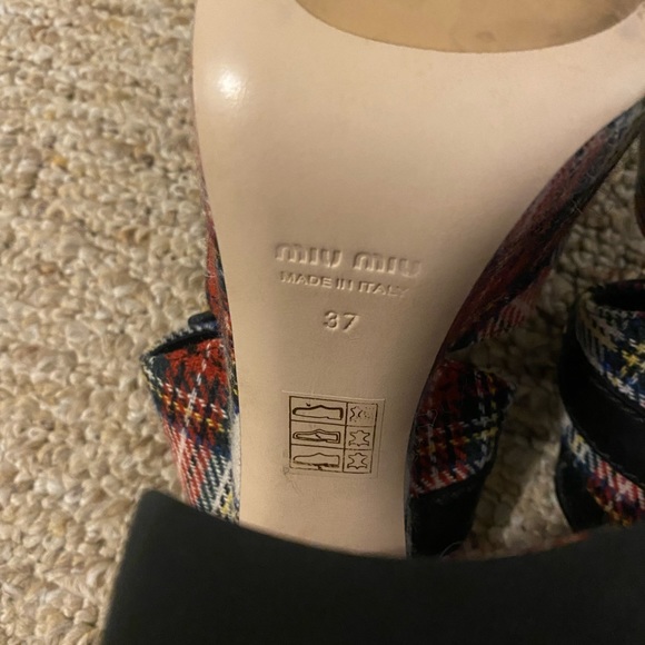 Miu Miu Tartan Platform Sandals - Picture 3 of 8